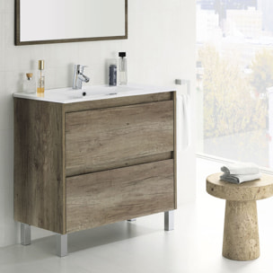 Mueble Baño 2 Cajones Con Lavabo + Espejo Dakota