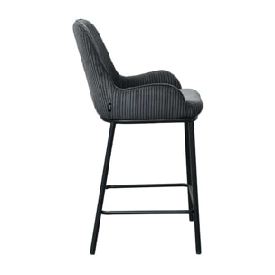 Salinas - lot de 2 chaises de bar - en velours côtelé - gris anthracite - H65 cm - Gris Anthracite