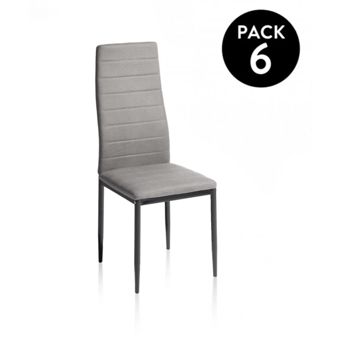 Pack 6 sillas de comedor Yuri Gris Oscuro - Negro