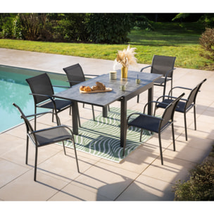 Ensemble table et chaises de jardin  - Gris Anthracite - HONFLEUR BEZIERS ARDOISE