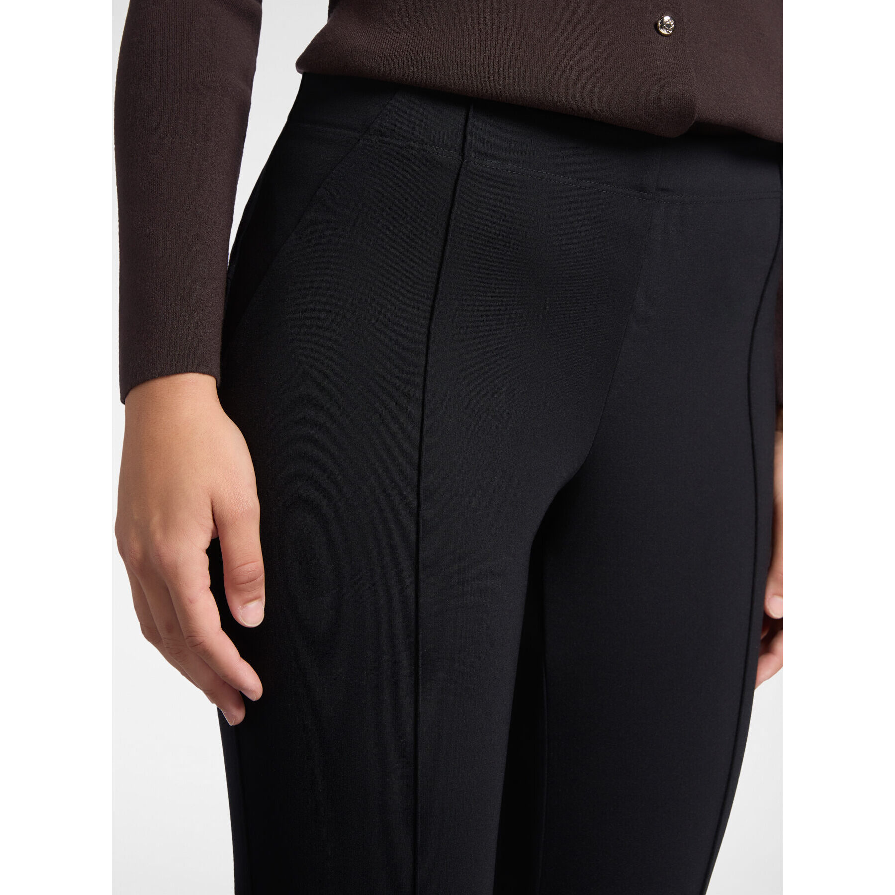 Elena Mirò - Pantalones slim fit en punto milanés - Negro