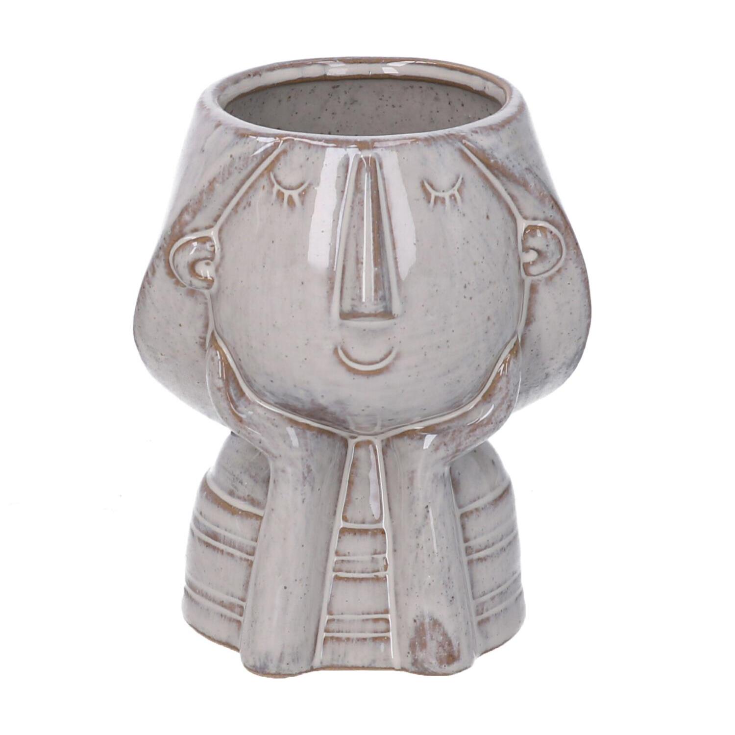 Portavaso in ceramica viso grigio cm11x10h13