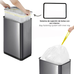 Cubo de Basura color metálico en acero inoxidable con apertura de alas y sensor automático