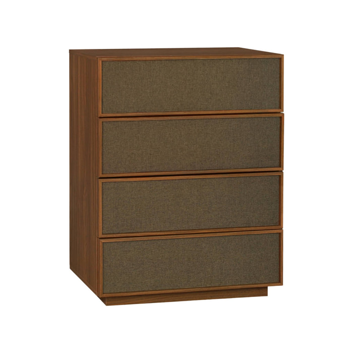 Commode de rangement décor bois et tissu 4 tiroirs KUBA