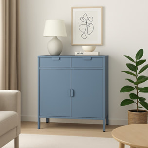 Credenza metallo 2 ante e 2 cassetti 80x38x110cm blu - Pop
