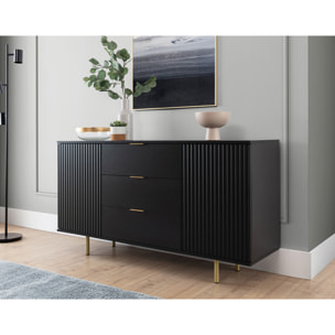 Monica - buffet - noir - 3 tiroirs et 2 portes - 150 cm - Noir