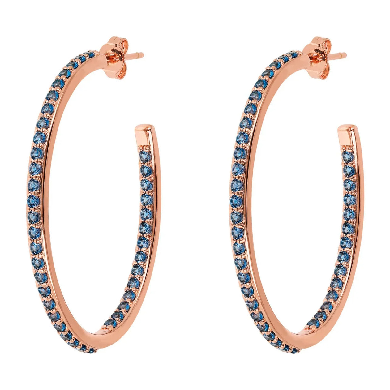 Orecchini a Cerchio Ovali con Cubic Zirconia Rosa
