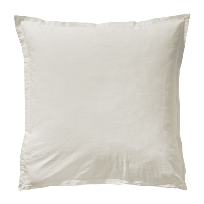 Taie d'oreiller unie en coton lavé, Made in France, SOFT LINE , Beige