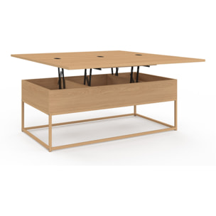Table basse Memphis relevable et dépliante pieds effet bois