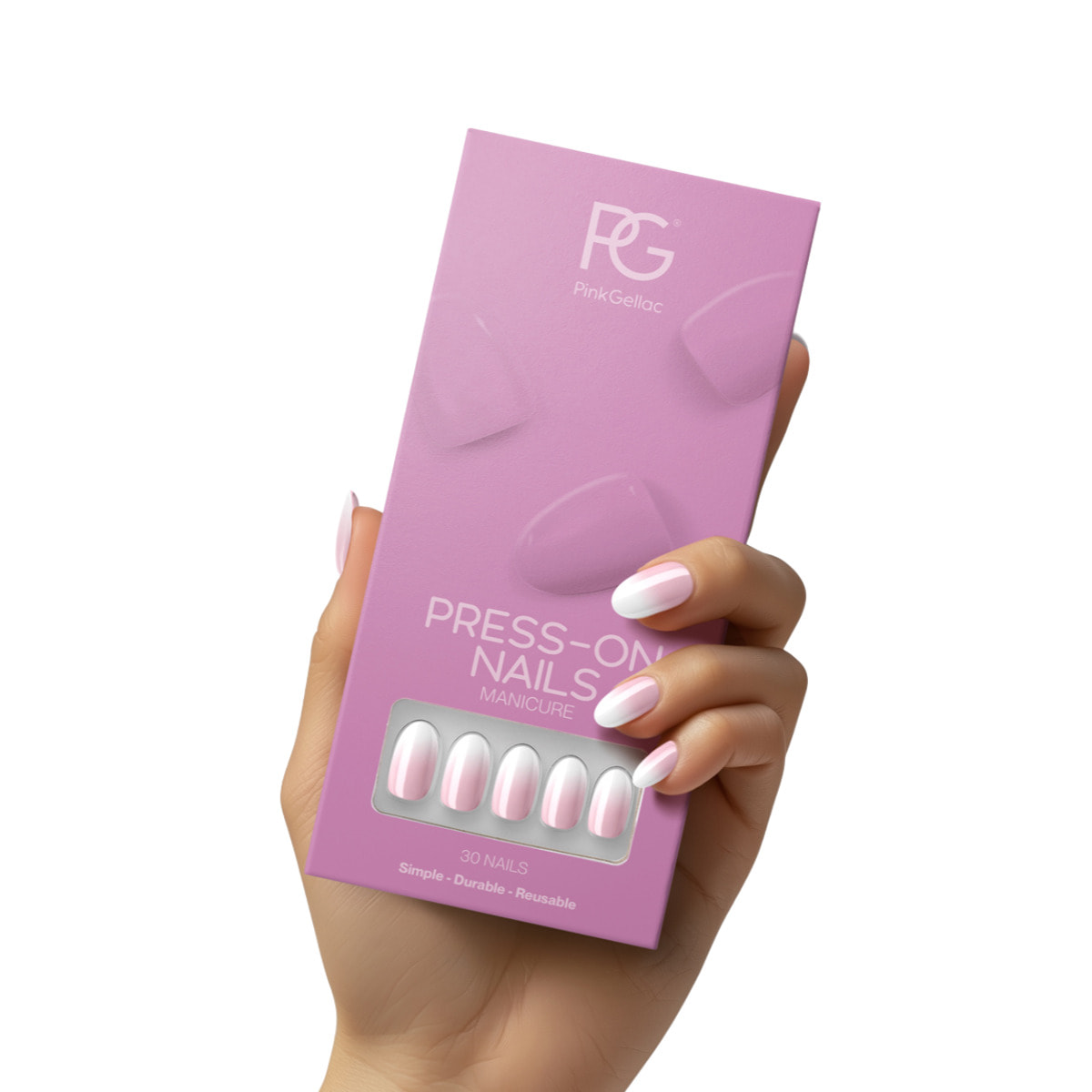 Pink Gellac - 2002 Babyboom Bliss - rond moyen - Faux ongles à presser - Faux-ongles réutilisables - Press-on nails
