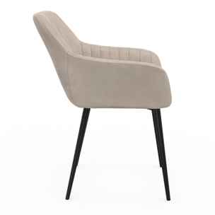 Chaises Ariana velours et pieds métal - Taupe
