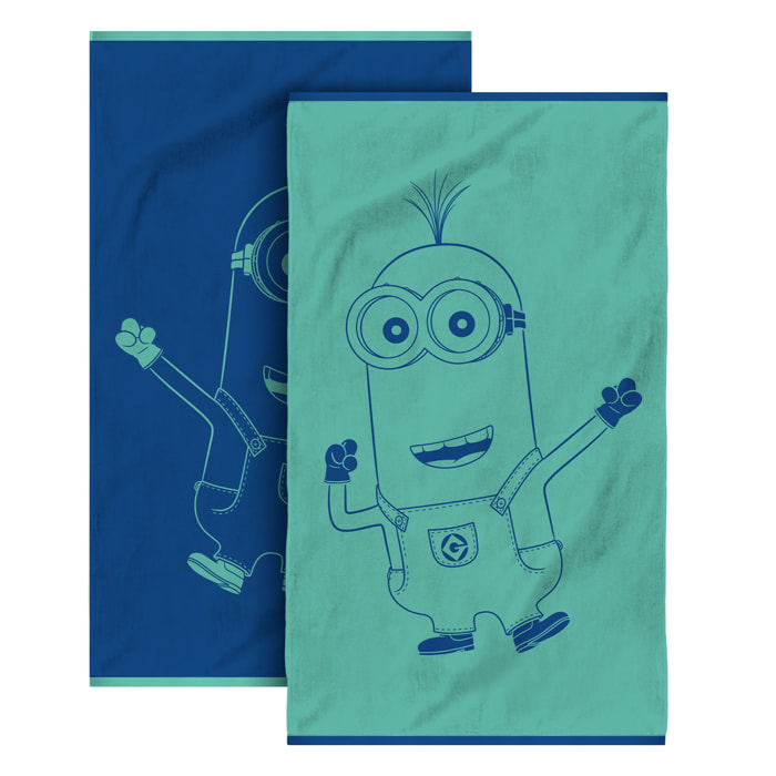 Serviette de bain Jacquard 100% coton, LES MINIONS FIESTA