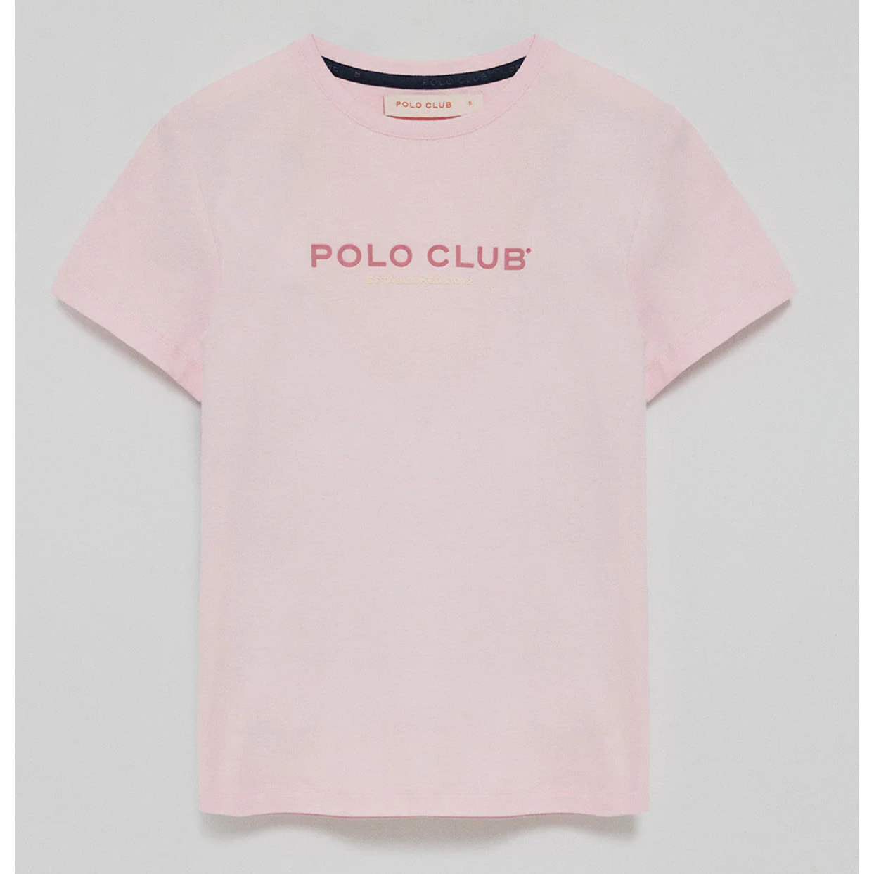Maglietta basic rosa con logo in gomma Polo Club