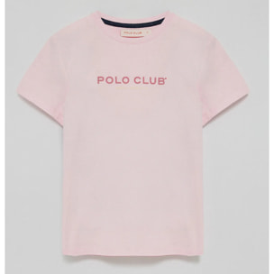 Maglietta basic rosa con logo in gomma Polo Club