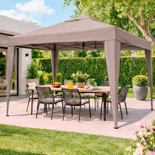 Gazebo Pieghevole 3x4 M in Acciaio con Telo Idrorepellente 160 g/m² Anti-UV Struttura Robusta Apertura Rapida con Borsa e 4 Sacche Tortora