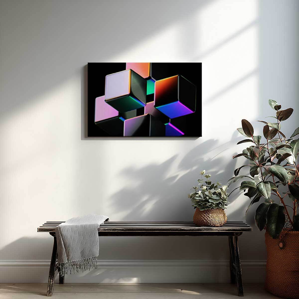 Tableau cubes lumineux futuristes Toile imprimée