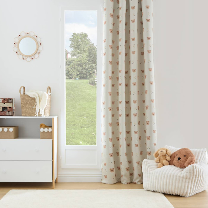 Rideau occultant enfant Billie 140x260cm beige motif oursons