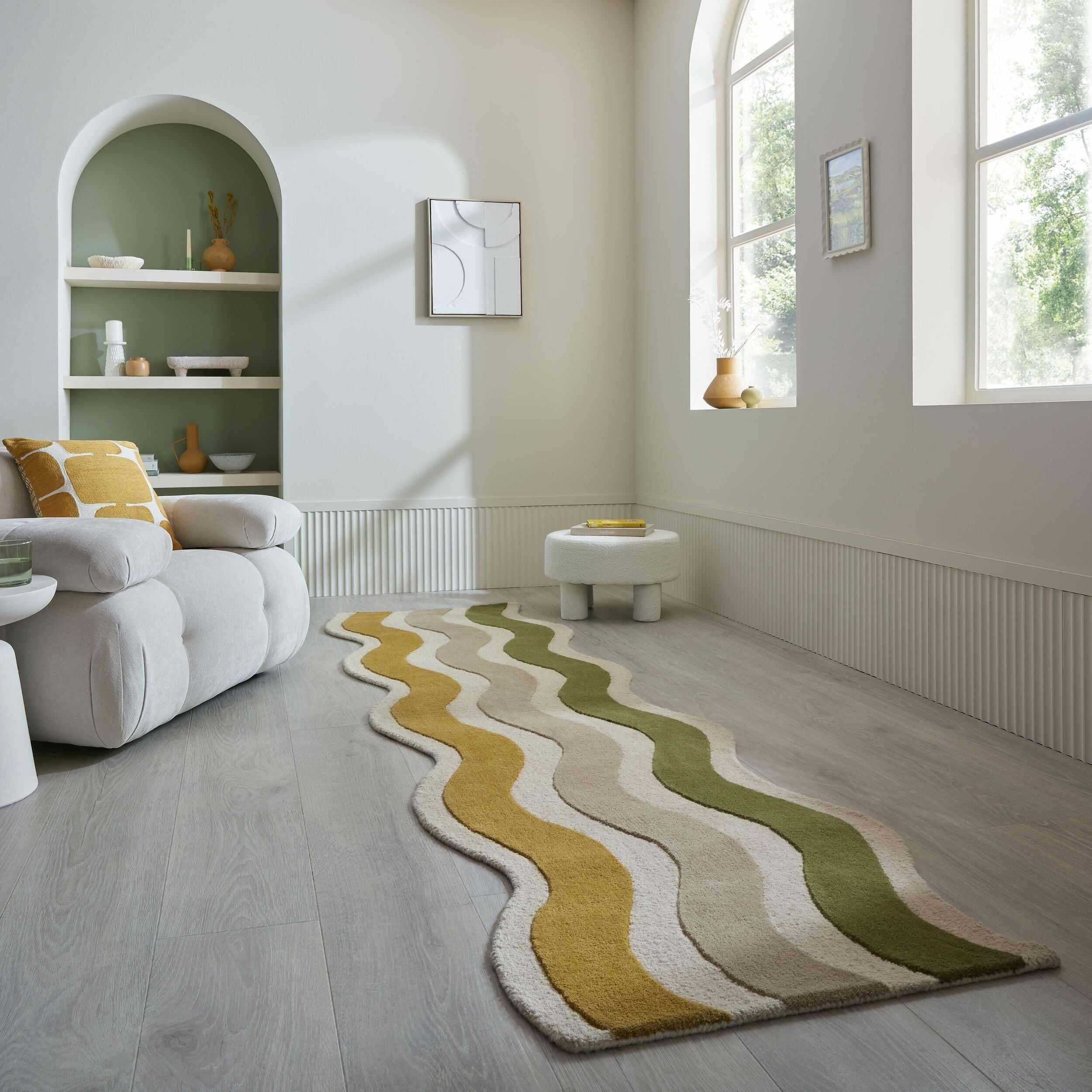 Tapis de couloir en laine festonné CASCADE