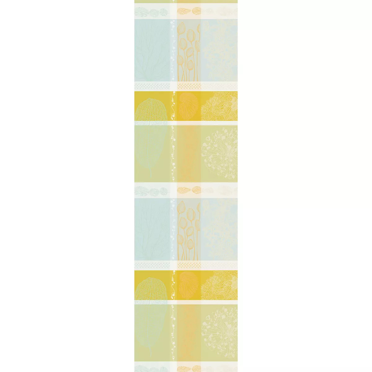 Chemin de table pur coton motif jacquard jaune vert Mille lieues aube