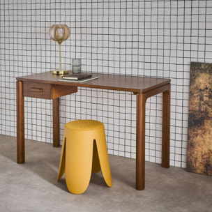 Bureau bois d'hévéa placage chêne 1 tiroir noyer - L 120 x l 60 x H 75 cm - Garance