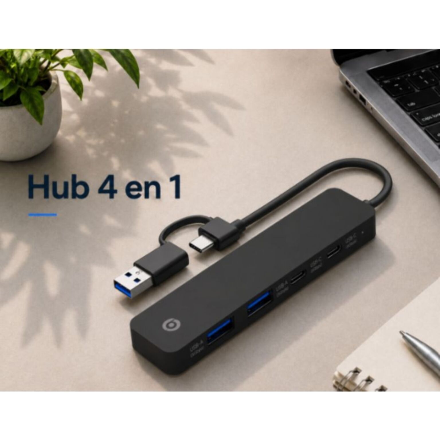 Hub USB C ESSENTIELB 4 en 1 USB C Noir  - Vr