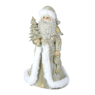 Babbo natale in resina bianco oro cm16,5x14h23