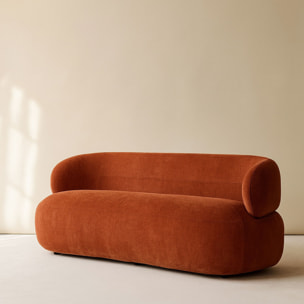 Canapé en velours texturé terracotta 2 places GLOVE