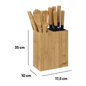 Bloc 5 couteaux & 5 ustensiles manche bambou
