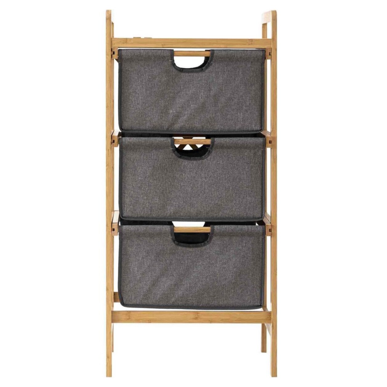 Scaffale da bagno con struttura in bamboo e vani in stoffa 44x33x96 cm