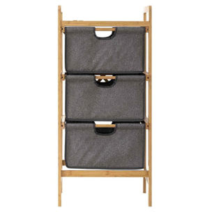 Scaffale da bagno con struttura in bamboo e vani in stoffa 44x33x96 cm