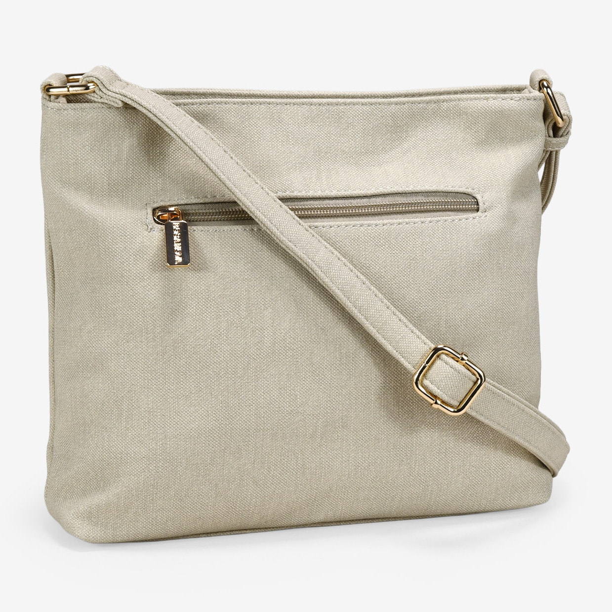 Bolso bandolera beige con solapa de tachas