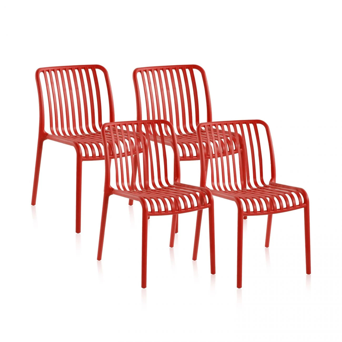 Pack 4 sillas de exterior Jamie Carmesí