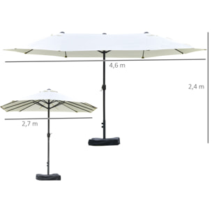 Parasol de jardin XXL dim. 4,6L x 2,7l x 2,4H cm crème