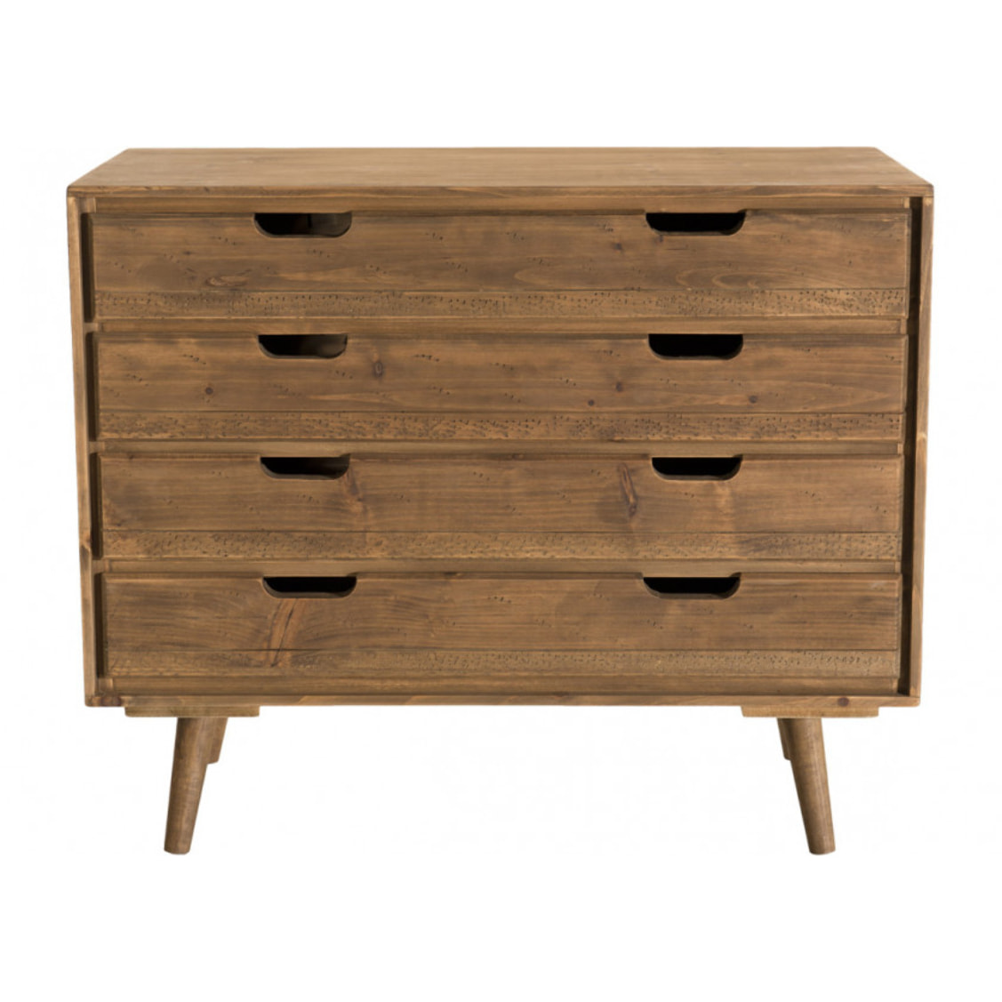 ANDREW - Commode scandi bois marron 4 tiroirs Sapin