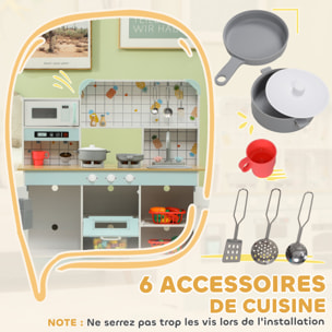 Cuisine en bois enfant effets sonores & lumineux micro-ondes lave-vaisselle four nombreux rangements accessoires