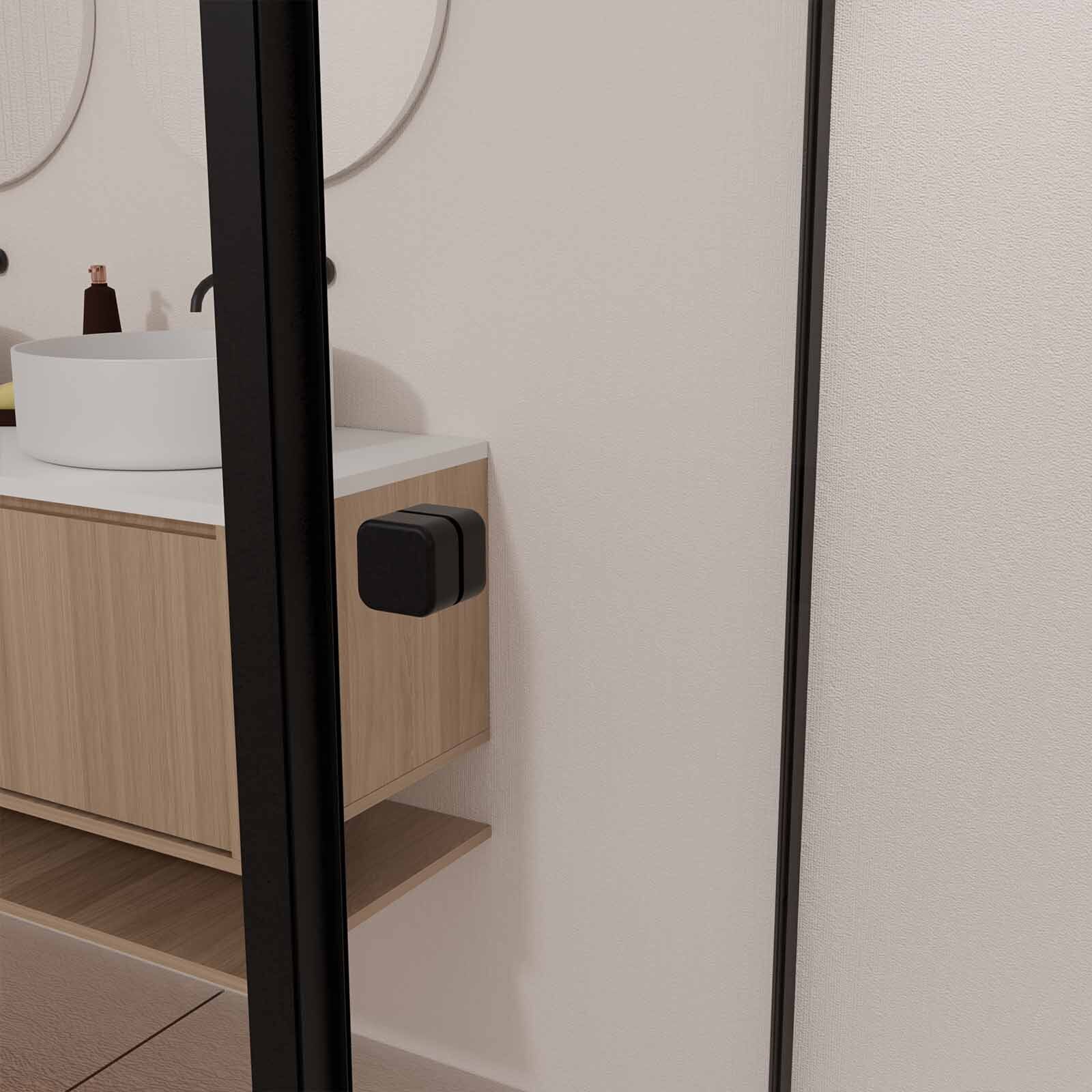Porte de Douche Coulissante Extensible 100x185cm et Retour Fixe 90cm - Noir - BLACK SLIDE