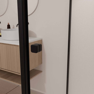 Porte de Douche Coulissante Extensible 100x185cm et Retour Fixe 90cm - Noir - BLACK SLIDE
