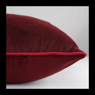 Housse de coussin polyester anti tache uni Velours uni bordeaux-rose