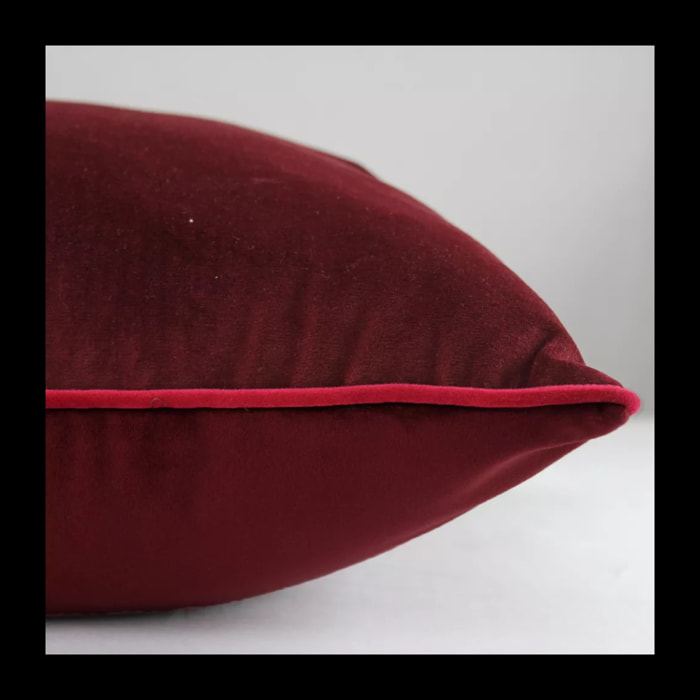 Housse de coussin polyester anti tache uni Velours uni bordeaux-rose