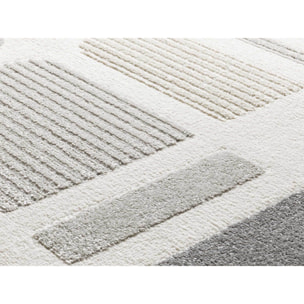 FLORA Alfombra geométrica con relieve en tonos beige y gris, varias medidas disponibles