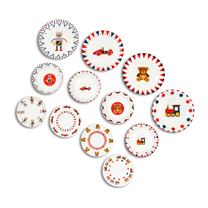 Service 12 assiettes Excelsa Toy History, porcelaine, multicolore