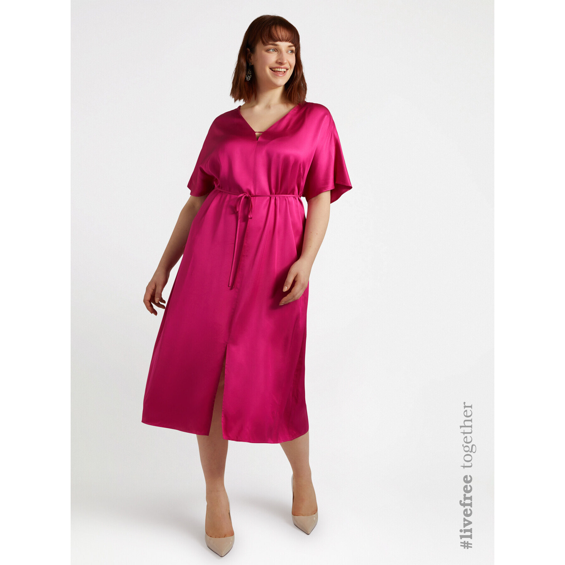 Fiorella Rubino - Vestito lungo in viscosa LENZING™ ECOVERO™ - Fucsia