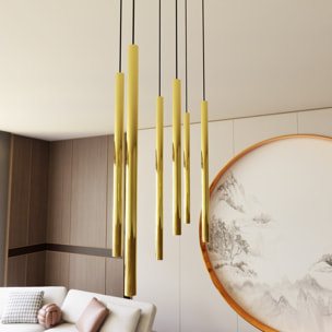 Lampada a sospensione Selter in acciaio nero e oro