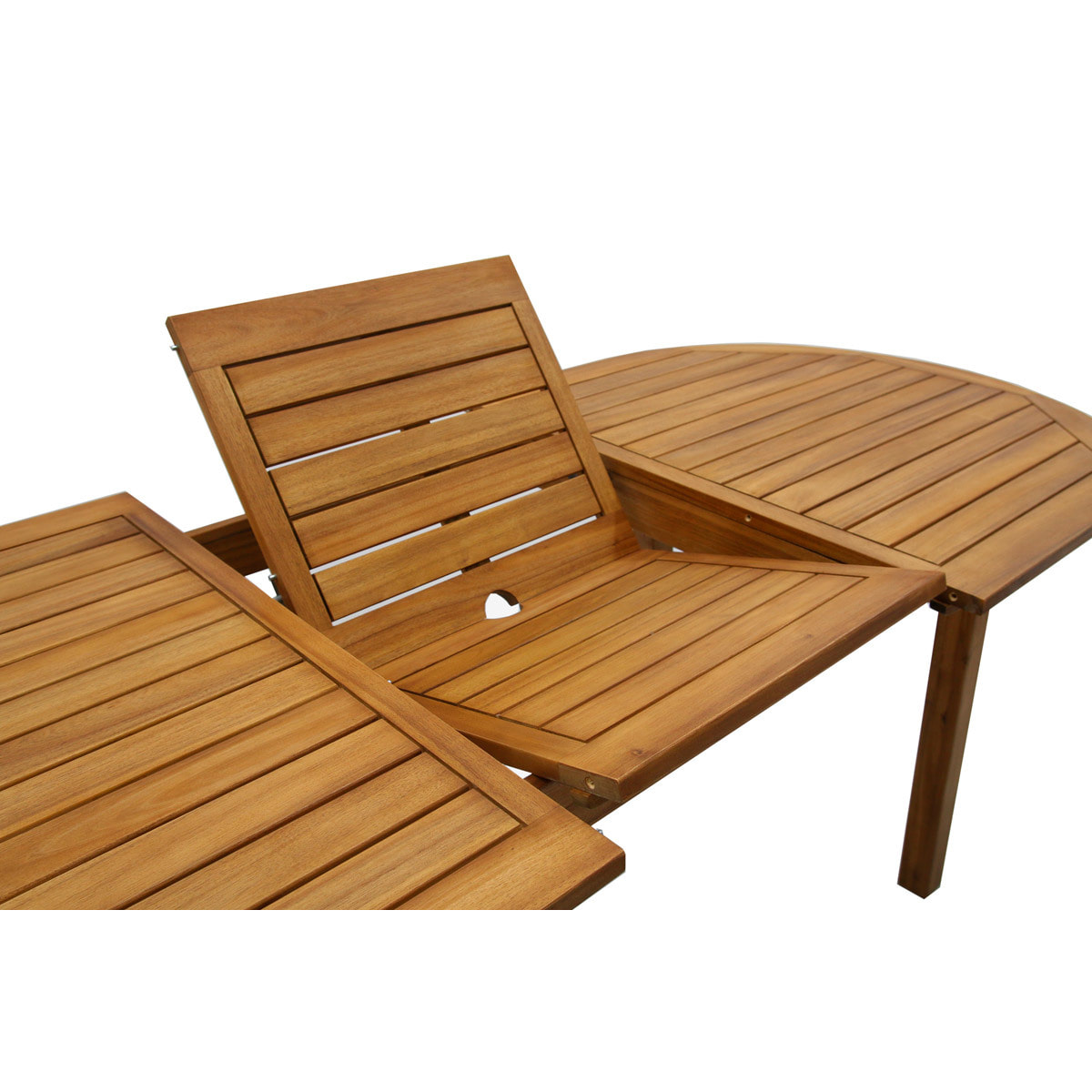 Table de jardin extensible rallonges intégrées en bois massif L160-210 cm MAYEL