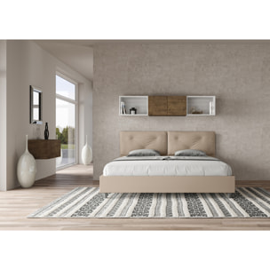 Lit king size coffre rembourré 200x200 similicuir taupe Appia Large