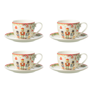 J-Line tasse thé + sous-tasse Casse-Noisette - céramique - blanc - boîte de 4