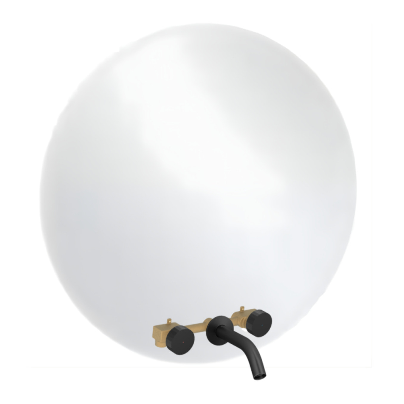 Miroir LED rond 3 trous + mitigeur lavabo encastré 3 trous Grands Boulevards noir mat