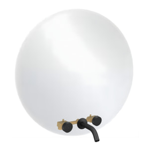 Miroir LED rond 3 trous + mitigeur lavabo encastré 3 trous Grands Boulevards noir mat