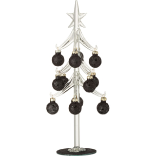 J-Line décoration Sapin + Boules de Noël Etoile - verre - noir - medium