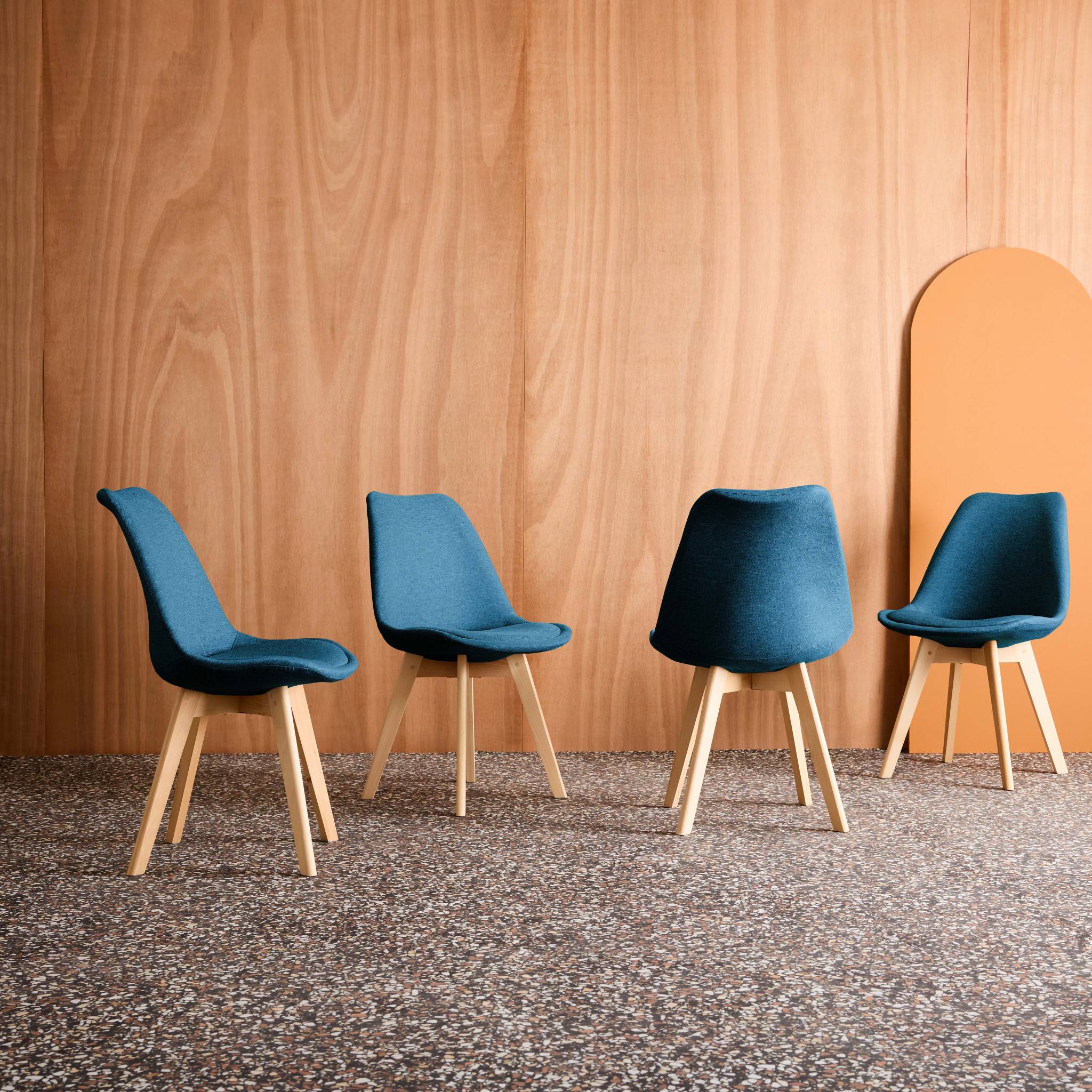 Chaise scandinave bois de hêtre et tissu (lot de 4) NILS